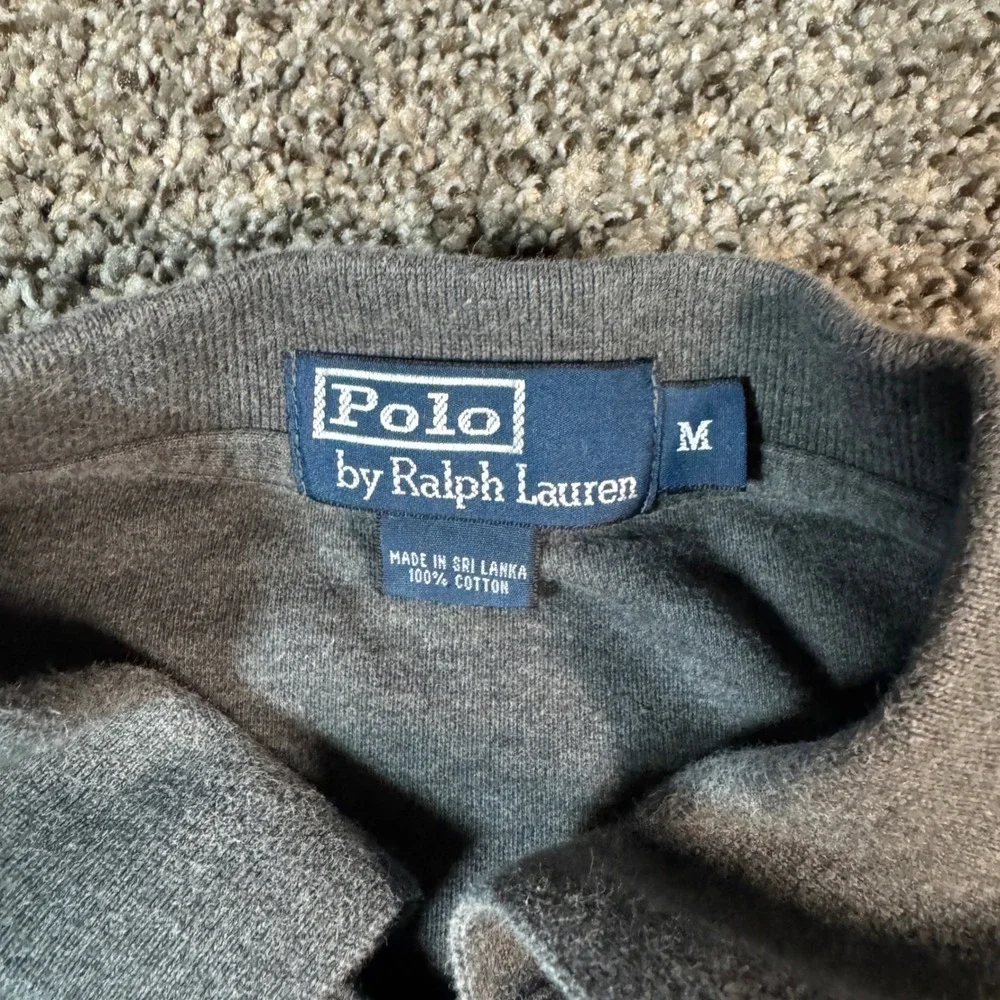Polo Ralph Lauren Sz M Mens Gray Cotton Short Sleeve Polo Shirt Green Pony
